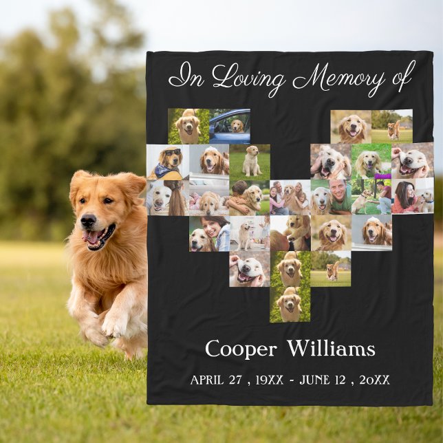 Pet Dog Memorial Custom Photo collage Pet Loss  Fleece Blanket (Creator Uploaded)