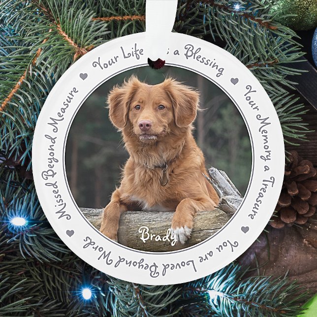 Pet Dog Memorial Custom Photo Ornament (Creator Uploaded)