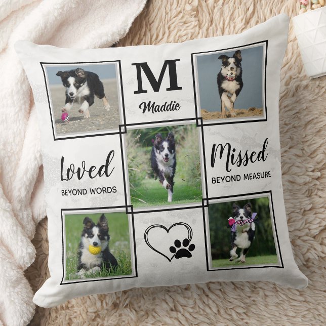 Pet Dog Memorial Custom Remembrance Photo Collage Cushion (Creator Uploaded)