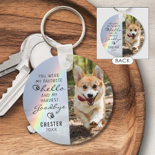 Pet Dog Memorial Favourite Hello Photo Rainbow Key Ring