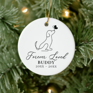 Pet Dog Memorial Forever Loved Name & Photo Ceramic Tree Decoration