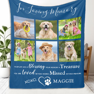 Pet Dog Memorial Gift Personalised Photo Collage Fleece Blanket