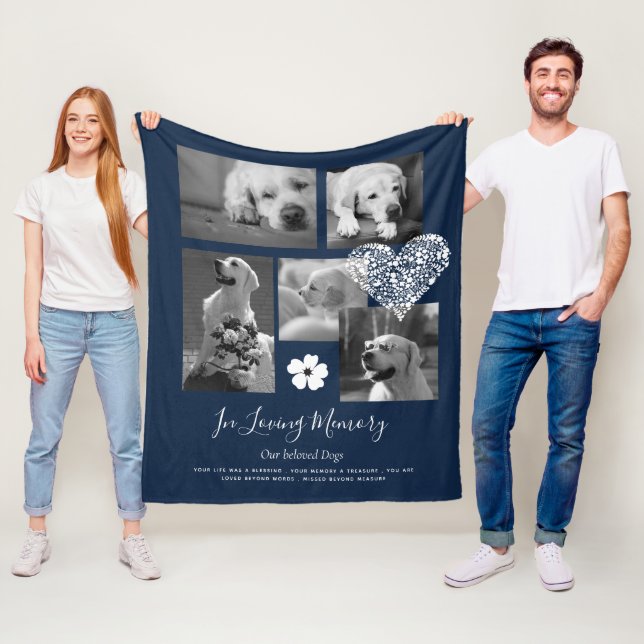 Pet Dog Memorial Keepsake Photo Collage Gift Poem  Fleece Blanket (In Situ)