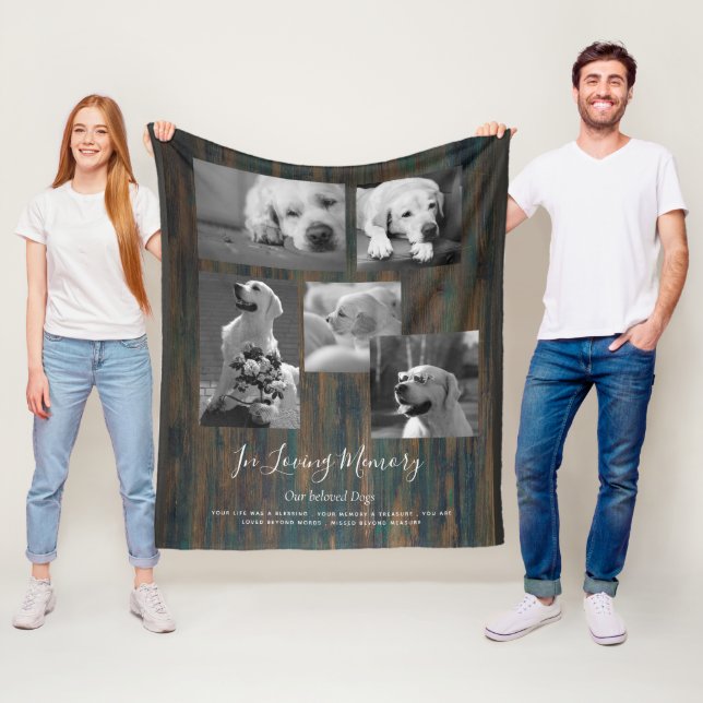 Pet Dog Memorial Keepsake Photo Collage Gift Poem  Fleece Blanket (In Situ)