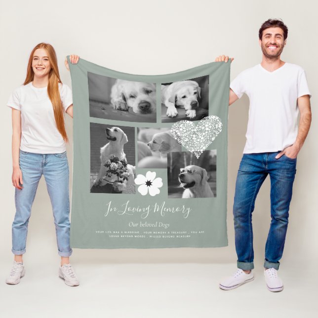 Pet Dog Memorial Keepsake Photo Collage Gift Poem  Fleece Blanket (In Situ)