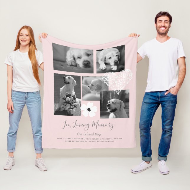 Pet Dog Memorial Keepsake Photo Collage Gift Poem  Fleece Blanket (In Situ)