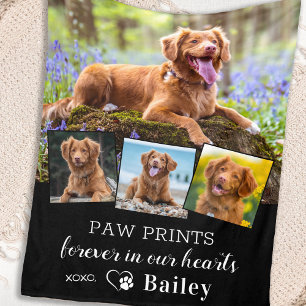 Pet Dog Memorial Personalised 4 Photo Collage Fleece Blanket