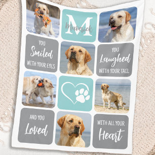 Pet Dog Memorial Personalised 6 Picture Collage Fleece Blanket