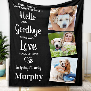 Pet Dog Memorial Personalised Pet Loss 3 Photo Fleece Blanket