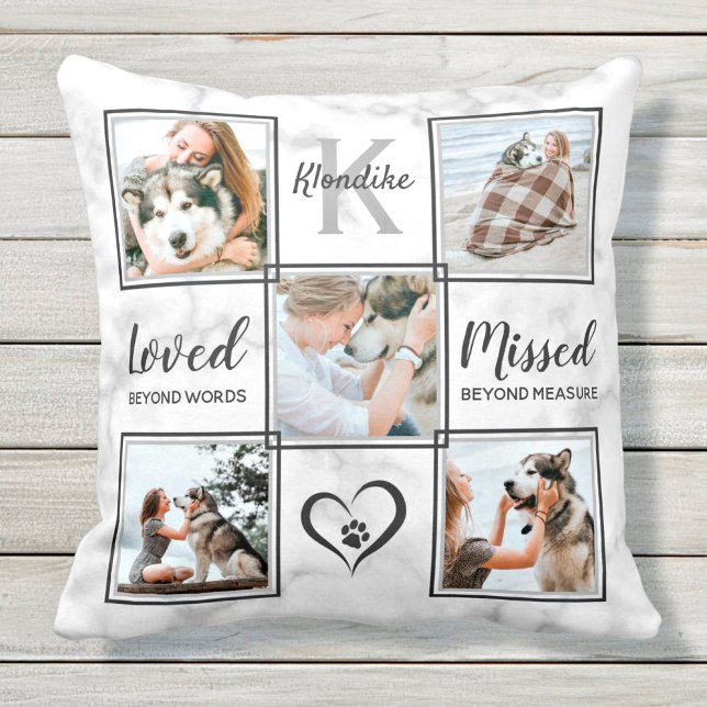 Pet Dog Memorial Pet Loss Keepsake Photo Collage Cushion (Creator Uploaded)