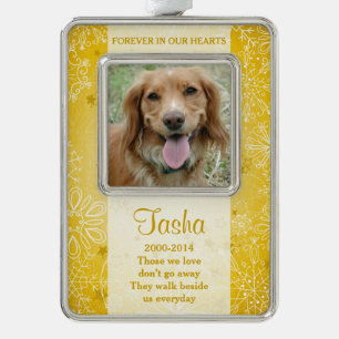 Pet Dog Memorial Photo Christmas Gold Snowflake Silver Plated Framed Ornament