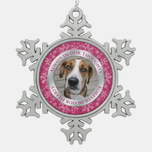 Pet Dog Memorial Photo Christmas Pink Silver Snowflake Pewter Christmas Ornament