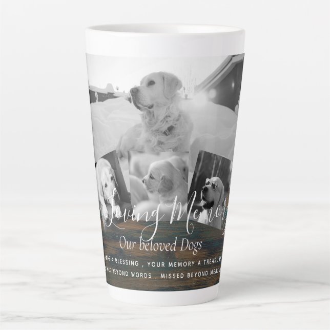Pet Dog Memorial Photo Collage Remembrance Poem Latte Mug (Front)