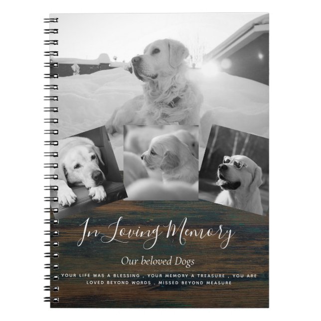 Pet Dog Memorial Photo Collage Remembrance Poem Notebook (Front)