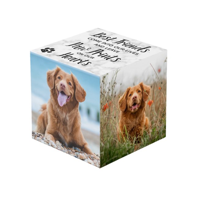Pet Dog Memorial Photo Cube (Front Angled)