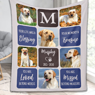 Pet Dog Memorial Remembrance Modern Colors 6 Photo Fleece Blanket