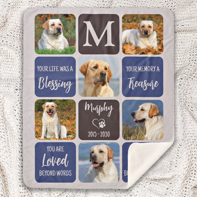 Pet Dog Memorial Remembrance Modern Colours 6 Phot Sherpa Blanket (Creator Uploaded)