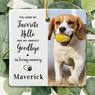 Pet Dog Memorial Remembrance Personalised 3 Photo Ceramic Ornament