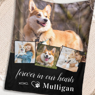 Pet Dog Memorial Sympathy Keepsake 4 Photo Collage Fleece Blanket