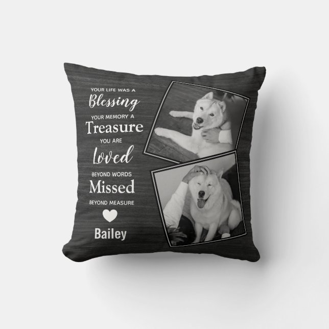 Pet Dog Memorial Sympathy Pet Loss Photo Cushion (Front)