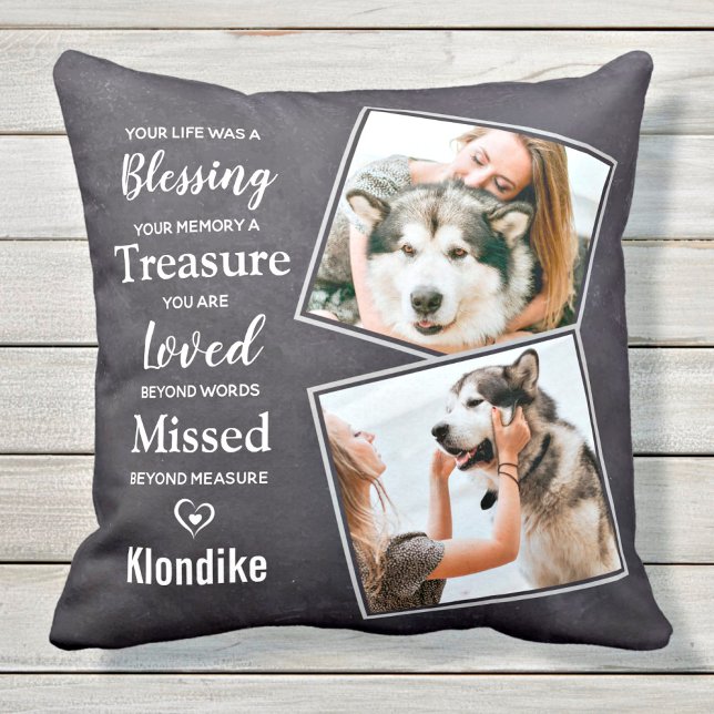 Pet Dog Memorial Sympathy Pet Loss Photo Cushion (Creator Uploaded)