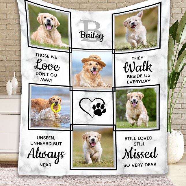 Pet Dog Memorial Sympathy Quote 6 Photo Collage  Fleece Blanket (Creator Uploaded)
