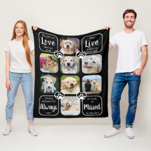 Pet Dog Memorial Sympathy Quote 8 Photo Collage Fleece Blanket