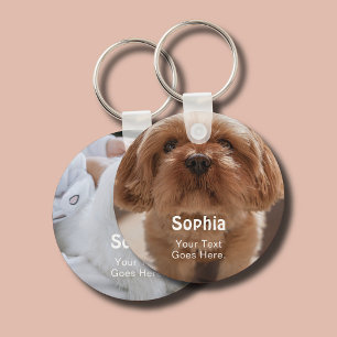 Pet Dog Name 2 Photo Cute Key Ring