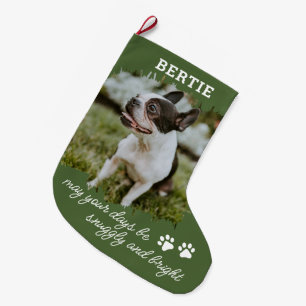 Pet Dog or Cat Photo Large Christmas Stocking