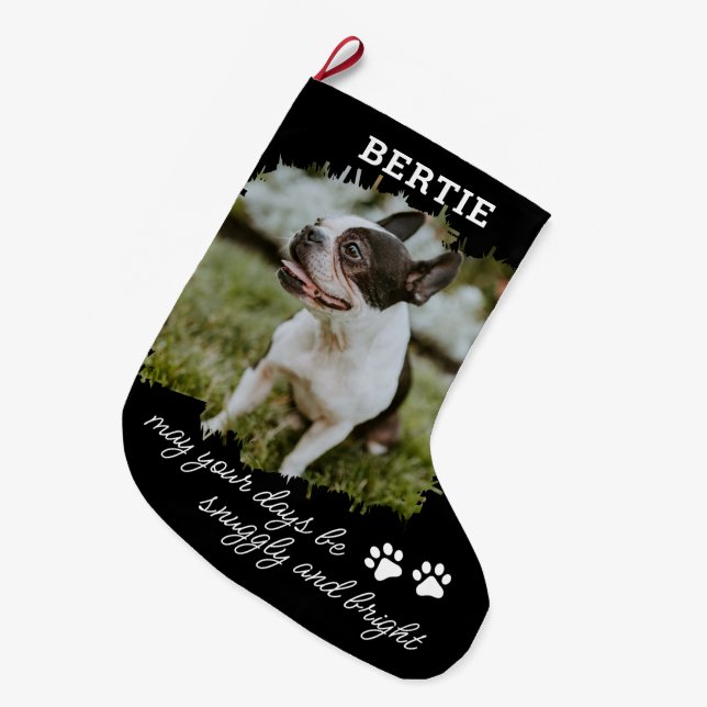 Pet Dog or Cat Photo Large Christmas Stocking (Front (Hanging))