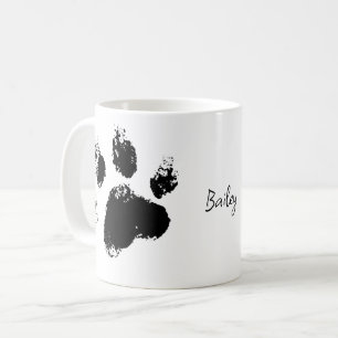 Pet Dog Paw with Custom Name Coffee Mug