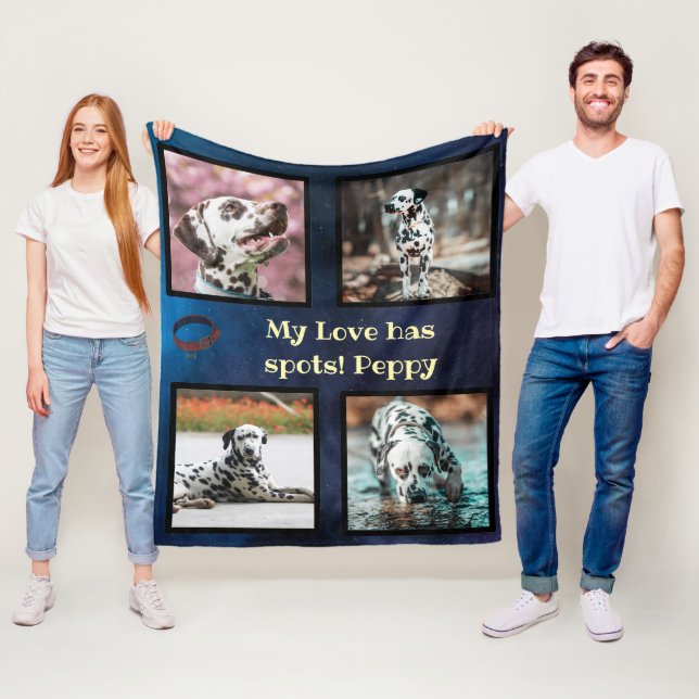 Pet dog photo collage dalmatian  fleece blanket (In Situ)