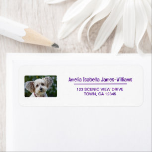 Pet Dog Photo Elegant Modern Return Address Label