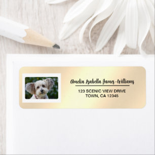 Pet Dog Photo Elegant Peach Pink Return Address 