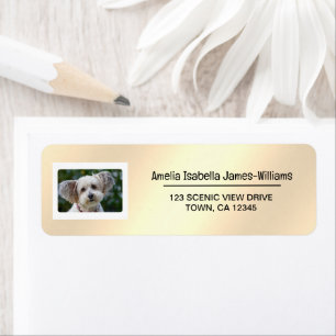 Pet Dog Photo Elegant Peach Pink Return Address 
