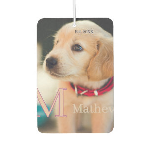 pet dog photo est year name monogram cat parent car air freshener