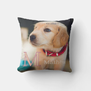 pet dog photo est year name monogram cat parent cushion