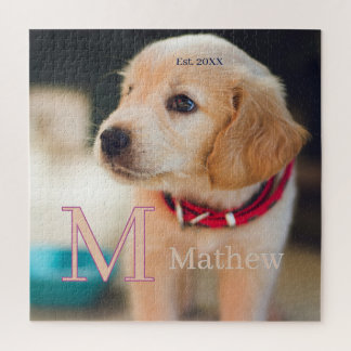 pet dog photo est year name monogram cat parent jigsaw puzzle
