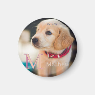 pet dog photo est year name monogram cat parent magnet