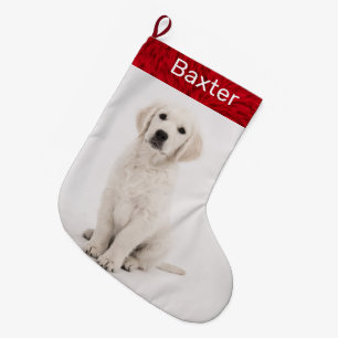 Pet Dog Photo Holiday Golden Retriever Large Christmas Stocking