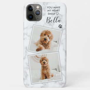 Pet Dog Photo You Make My Heart Smile Marble iPhone 11 Pro Max Case