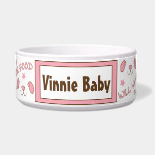 Pet DOG Pink Bowl Large "Will Play for Food"