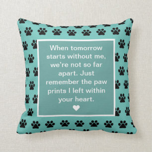 Pet Dog Poem Photo Memorial Keepsake Grey Teal Cushion