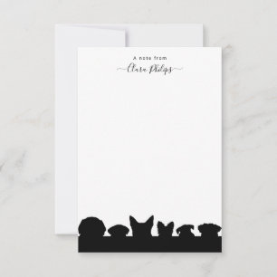 Pet dog silhouettes note card with name