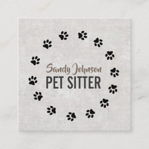 Pet Dog Sitter Sitting Services Business Square Business Card