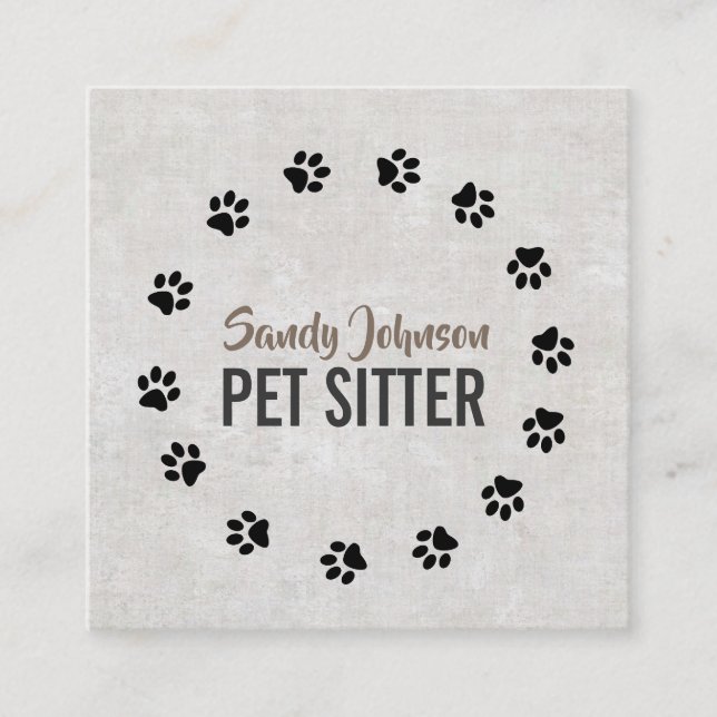 Pet Dog Sitter Sitting Services Business Square Business Card (Front)