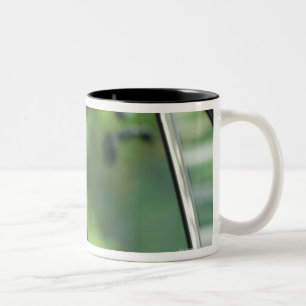 Pet dog sitting in a car Two-Tone coffee mug
