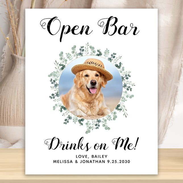 Pet Dog Wedding Open Bar Custom Photo Drinks Poster (Creator Uploaded)