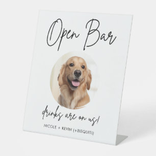 Pet Dog Wedding Open Bar Drinks Cocktail Pedestal Sign