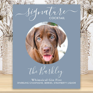 Pet Dog Wedding Signature Cocktail Navy Blue  Poster